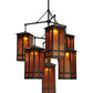 Meyda Lighting Church Street 58" 7-Light Craftsman Brown Chandelier With Amber Mica Shade Glass