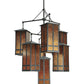 Meyda Lighting Church Street 58" 7-Light Craftsman Brown Chandelier With Amber Mica Shade Glass