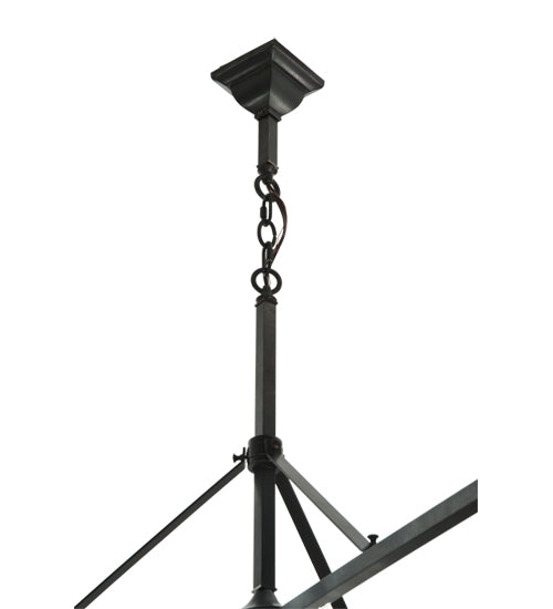 Meyda Lighting Church Street 58" 7-Light Craftsman Brown Chandelier With Amber Mica Shade Glass