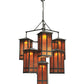 Meyda Lighting Church Street 58" 7-Light Craftsman Brown Chandelier With Amber Mica Shade Glass