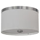 Meyda Lighting Cilindro 10" 2-Light Nickel Flush Mount Light With White Eggshell Fabric & Statuario Idalight Shade