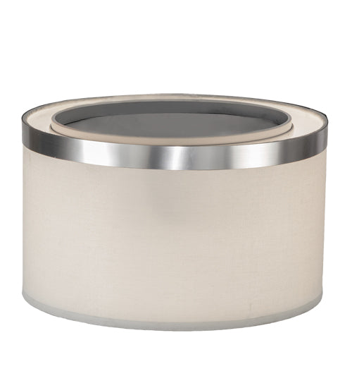Meyda Lighting Cilindro 10" 2-Light Nickel Flush Mount Light With White Eggshell Fabric & Statuario Idalight Shade