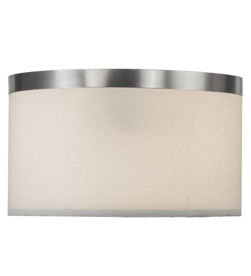 Meyda Lighting Cilindro 10" 2-Light Nickel Flush Mount Light With White Eggshell Fabric & Statuario Idalight Shade
