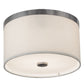 Meyda Lighting Cilindro 10" 2-Light Nickel Flush Mount Light With White Eggshell Fabric & Statuario Idalight Shade