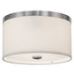 Meyda Lighting Cilindro 10" 2-Light Nickel Flush Mount Light With White Eggshell Fabric & Statuario Idalight Shade