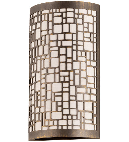 Meyda Lighting Cilindro 10" Antique Brass Deco Wall Sconce With Off White Textrene Shade