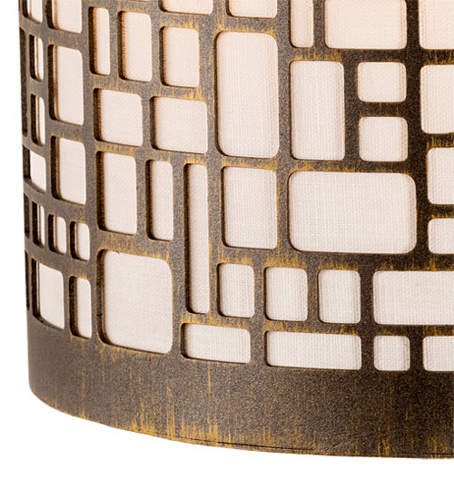 Meyda Lighting Cilindro 10" Antique Brass Deco Wall Sconce With Off White Textrene Shade