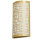 Meyda Lighting Cilindro 10" Brushed Brass Deco Wall Sconce With Off White Textrene Shade