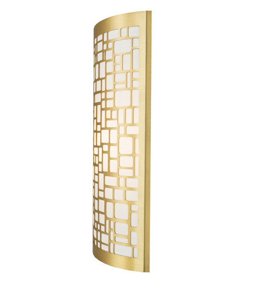 Meyda Lighting Cilindro 10" Brushed Brass Deco Wall Sconce With Off White Textrene Shade