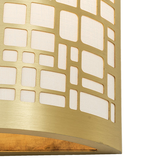 Meyda Lighting Cilindro 10" Brushed Brass Deco Wall Sconce With Off White Textrene Shade