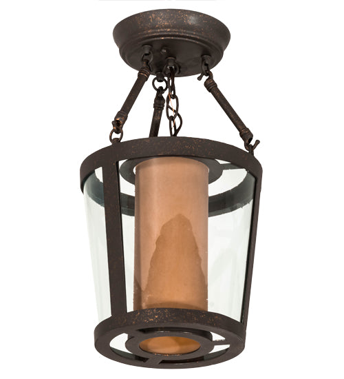 Meyda Lighting Cilindro 10" Gilded Tobacco Tapered Semi-flush Mount Light With Gilded Tobacco Shade Glass