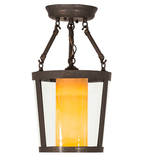 Meyda Lighting Cilindro 10" Gilded Tobacco Tapered Semi-flush Mount Light With Gilded Tobacco Shade Glass