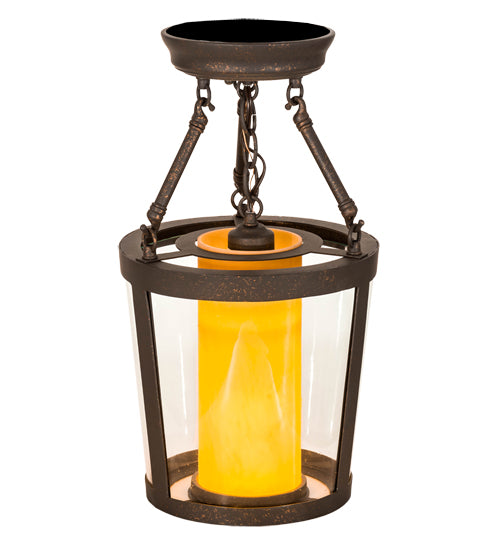 Meyda Lighting Cilindro 10" Gilded Tobacco Tapered Semi-flush Mount Light With Gilded Tobacco Shade Glass