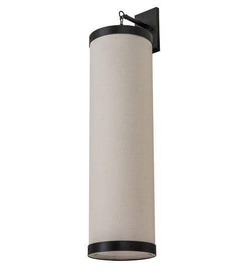 Meyda Lighting Cilindro 10" Gunmetal Hanging Wall Sconce With Off White Textrene Shade