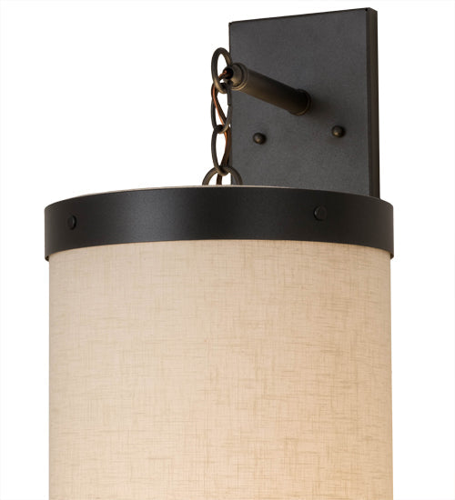 Meyda Lighting Cilindro 10" Gunmetal Hanging Wall Sconce With Off White Textrene Shade