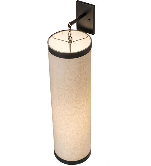Meyda Lighting Cilindro 10" Gunmetal Hanging Wall Sconce With Off White Textrene Shade