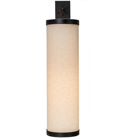Meyda Lighting Cilindro 10" Gunmetal Hanging Wall Sconce With Off White Textrene Shade