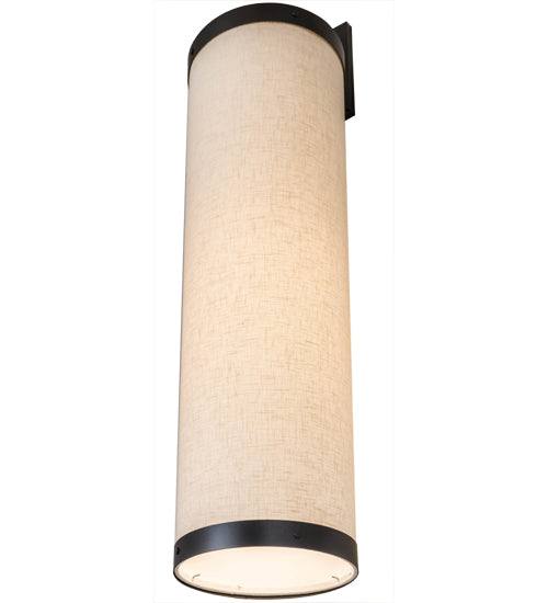 Meyda Lighting Cilindro 10" Gunmetal Hanging Wall Sconce With Off White Textrene Shade