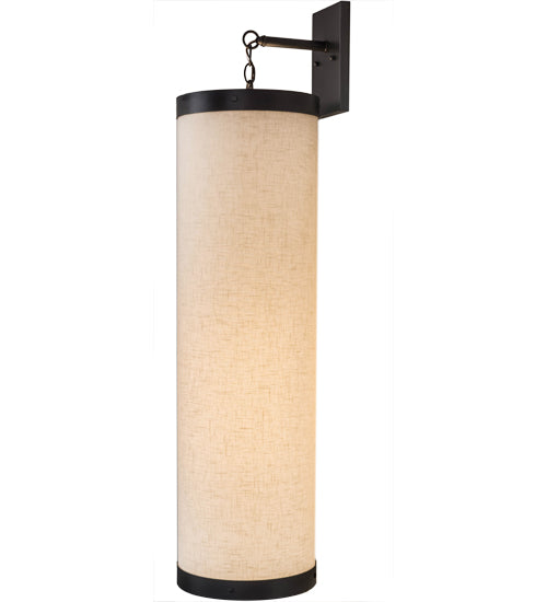 Meyda Lighting Cilindro 10" Gunmetal Hanging Wall Sconce With Off White Textrene Shade