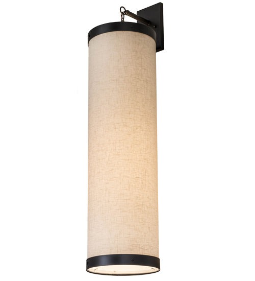 Meyda Lighting Cilindro 10" Gunmetal Hanging Wall Sconce With Off White Textrene Shade