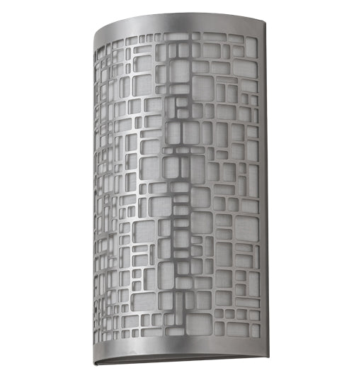Meyda Lighting Cilindro 10" Nickel Deco Wall Sconce With Off White Textrene Shade