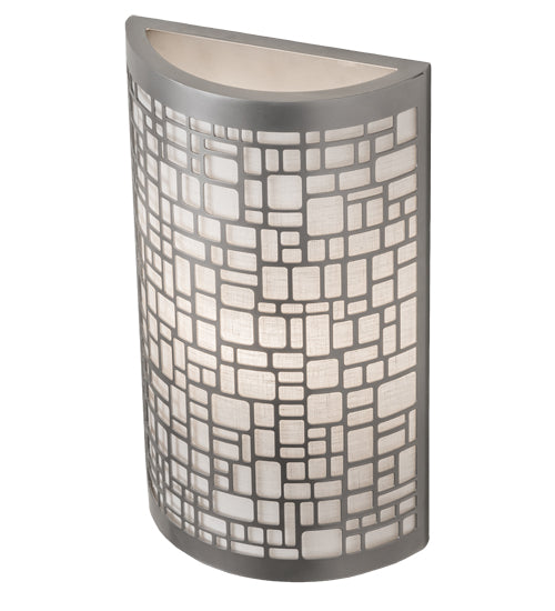 Meyda Lighting Cilindro 10" Nickel Deco Wall Sconce With Off White Textrene Shade