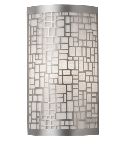 Meyda Lighting Cilindro 10" Nickel Deco Wall Sconce With Off White Textrene Shade