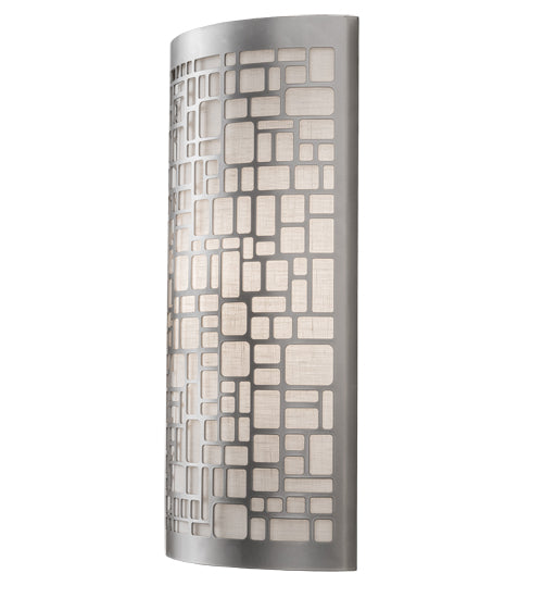Meyda Lighting Cilindro 10" Nickel Deco Wall Sconce With Off White Textrene Shade