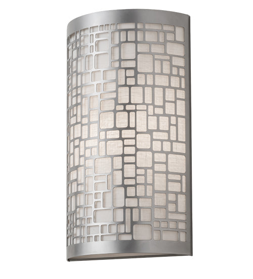 Meyda Lighting Cilindro 10" Nickel Deco Wall Sconce With Off White Textrene Shade