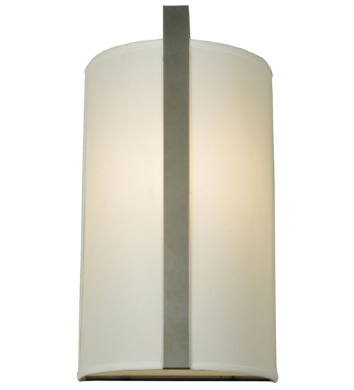 Meyda Lighting Cilindro 10" Nickel Wall Sconce With White Textrene Shade Glass