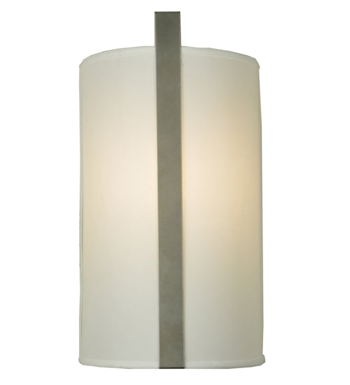 Meyda Lighting Cilindro 10" Nickel Wall Sconce With White Textrene Shade Glass