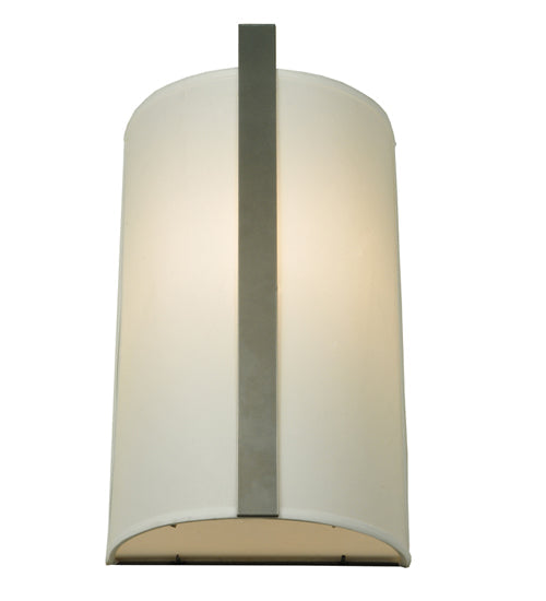 Meyda Lighting Cilindro 10" Nickel Wall Sconce With White Textrene Shade Glass