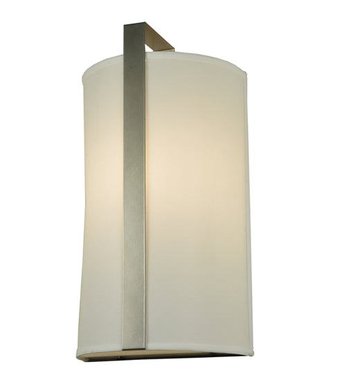 Meyda Lighting Cilindro 10" Nickel Wall Sconce With White Textrene Shade Glass