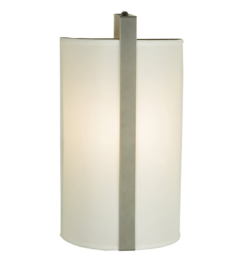 Meyda Lighting Cilindro 10" Nickel Wall Sconce With White Textrene Shade Glass