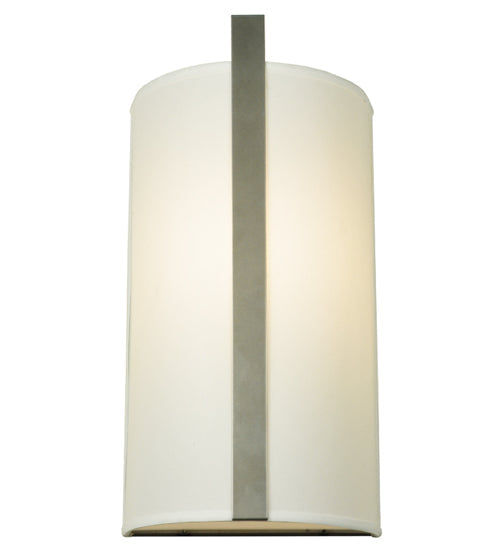 Meyda Lighting Cilindro 10" Nickel Wall Sconce With White Textrene Shade Glass