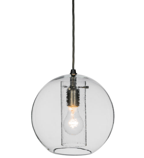 Meyda Lighting Cilindro 10" Silver Bola Mini Pendant Light With Clear Shade Glass
