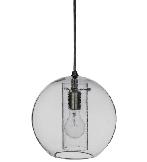 Meyda Lighting Cilindro 10" Silver Bola Mini Pendant Light With Clear Shade Glass