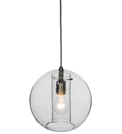Meyda Lighting Cilindro 10" Silver Bola Mini Pendant Light With Clear Shade Glass