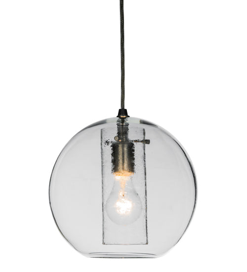 Meyda Lighting Cilindro 10" Silver Bola Mini Pendant Light With Clear Shade Glass