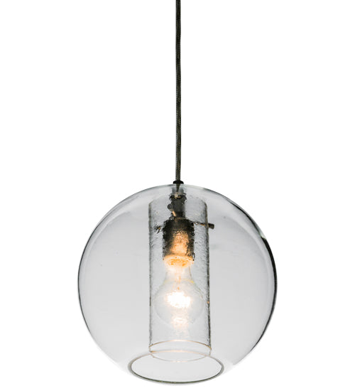 Meyda Lighting Cilindro 10" Silver Bola Mini Pendant Light With Clear Shade Glass