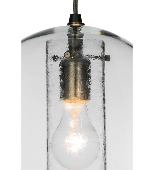 Meyda Lighting Cilindro 10" Silver Bola Mini Pendant Light With Clear Shade Glass