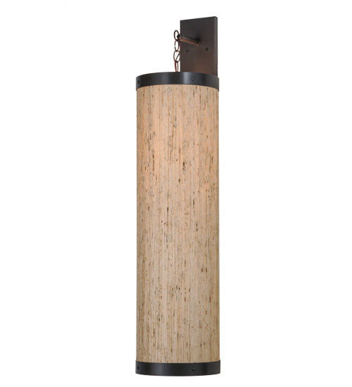 Meyda Lighting Cilindro 10" Timeless Bronze Hanging Wall Sconce With Arrow Root Textrene Shade