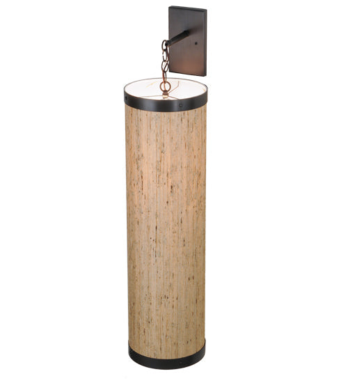 Meyda Lighting Cilindro 10" Timeless Bronze Hanging Wall Sconce With Arrow Root Textrene Shade