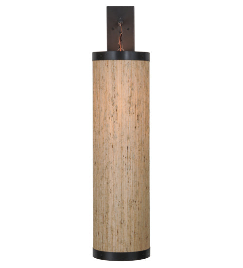 Meyda Lighting Cilindro 10" Timeless Bronze Hanging Wall Sconce With Arrow Root Textrene Shade