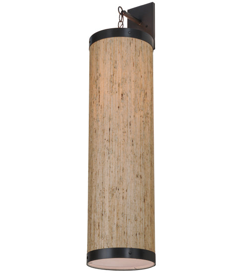 Meyda Lighting Cilindro 10" Timeless Bronze Hanging Wall Sconce With Arrow Root Textrene Shade