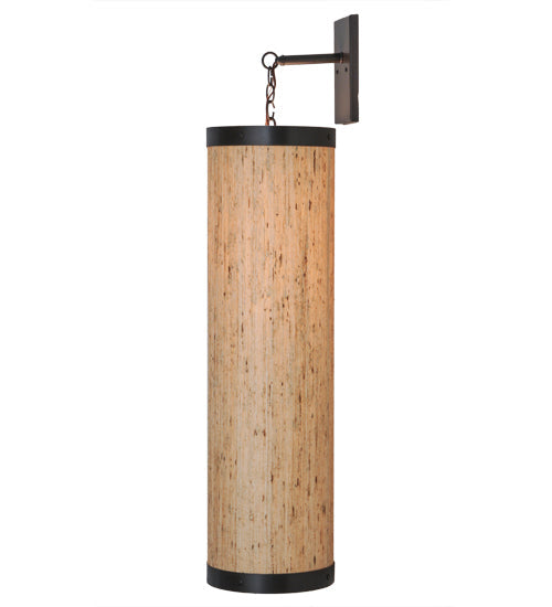 Meyda Lighting Cilindro 10" Timeless Bronze Hanging Wall Sconce With Arrow Root Textrene Shade