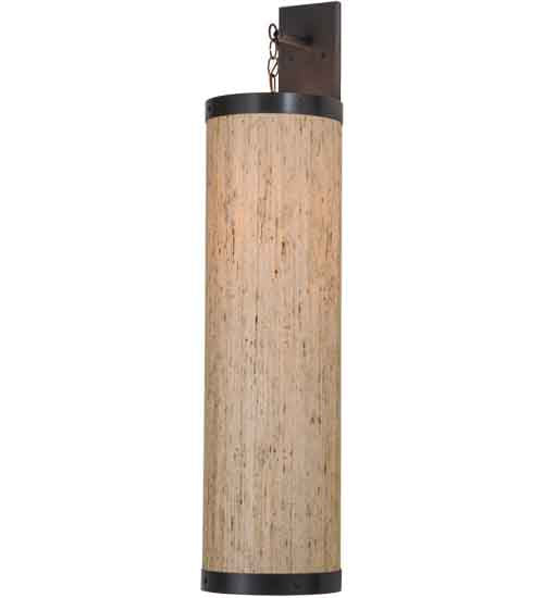 Meyda Lighting Cilindro 10" Timeless Bronze Hanging Wall Sconce With Arrow Root Textrene Shade