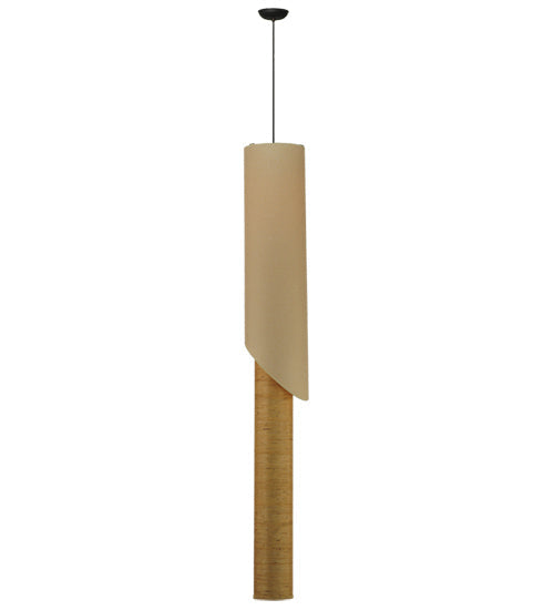 Meyda Lighting Cilindro 10" Timeless Bronze Kiltered Pendant Light With Beige Oil Rubbed Kraft Paper Shade