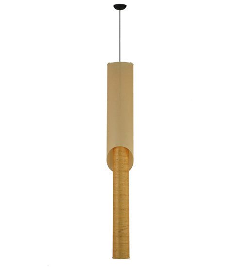 Meyda Lighting Cilindro 10" Timeless Bronze Kiltered Pendant Light With Beige Oil Rubbed Kraft Paper Shade