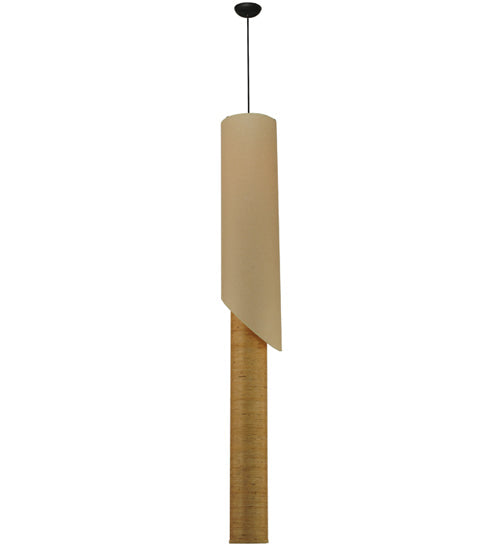 Meyda Lighting Cilindro 10" Timeless Bronze Kiltered Pendant Light With Beige Oil Rubbed Kraft Paper Shade